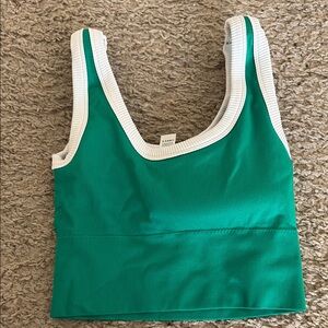 90 Degree By Reflex Green and White Sports Bra